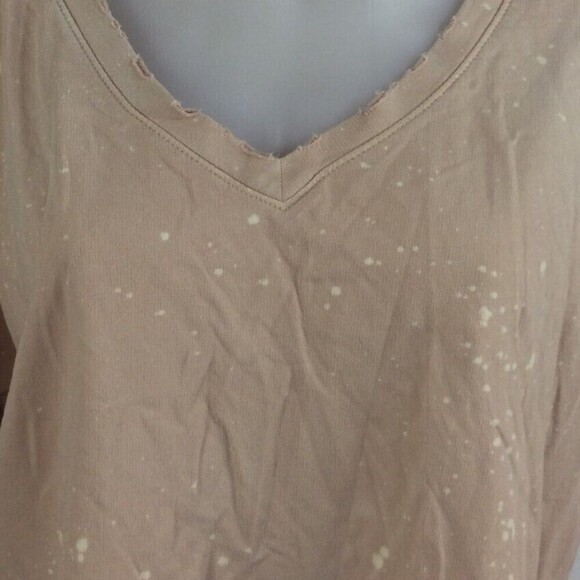 Anthropologie Postmark Womens Crop Sweatshirt Distress Splatter Top Peach SZ S - Picture 9 of 9